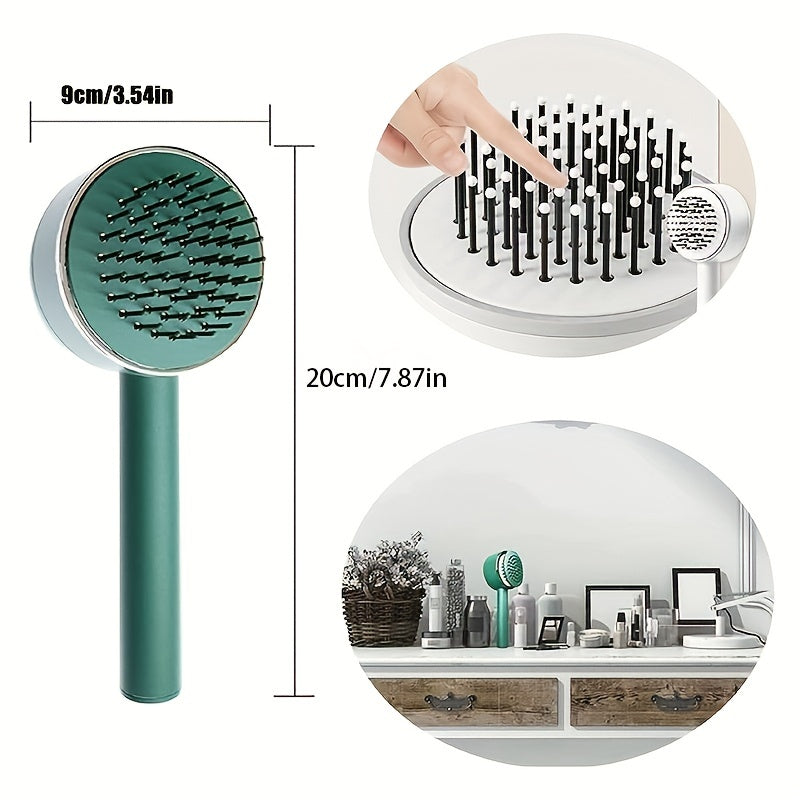 One-key Self-cleaning Hair Brush For Women Curly Hair Brush Anti-Static Airbag Massage Comb Airbag Massage Scalp Comb Professional Detangling One-key Self-cleaning