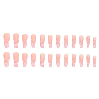 Heart Stripe Fake Nails